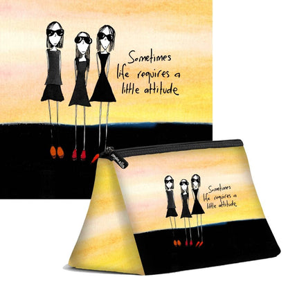 'Sometimes life requires a little attitude' Cosmetic Bags (2 sizes)