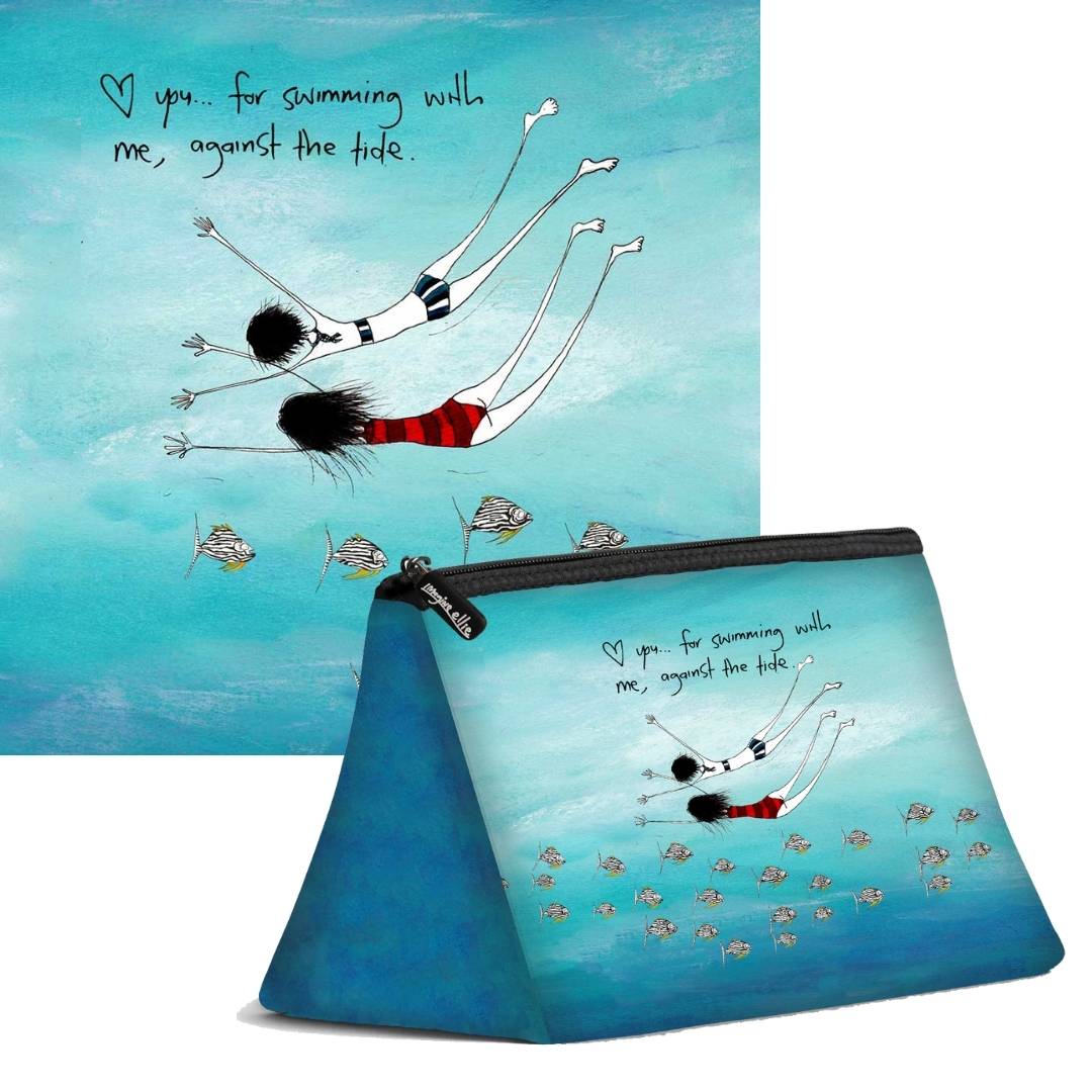 'Love you, for swimming against the tide' Cosmetic Bags (2 sizes)