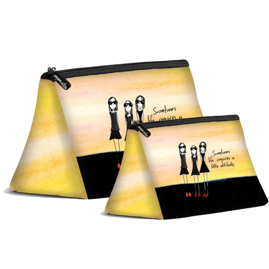 'Sometimes life requires a little attitude' Cosmetic Bags (2 sizes)