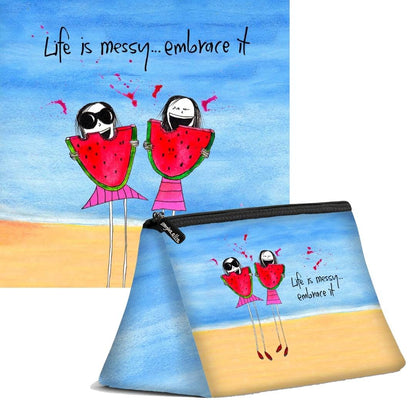 'Life is messy, embrace it' Cosmetic Bags (2 sizes)