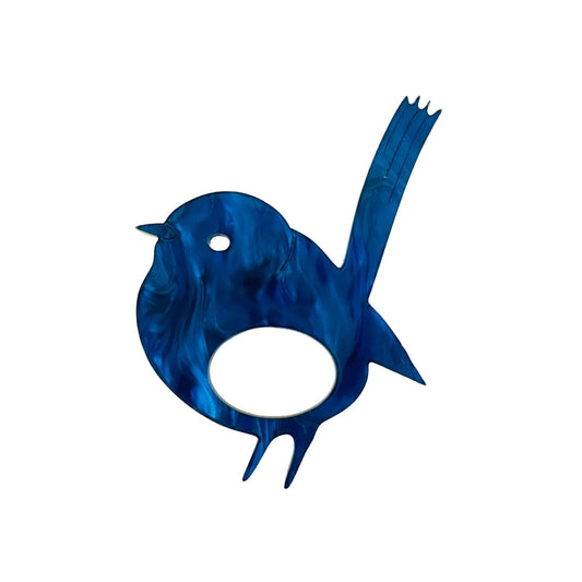 Black Friday Special - Blue Wren Glasses Brooch (Blue Pearl Acrylic)