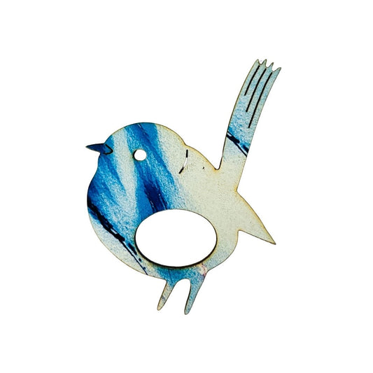 Blue Wren Glasses Brooch (Light Blue)