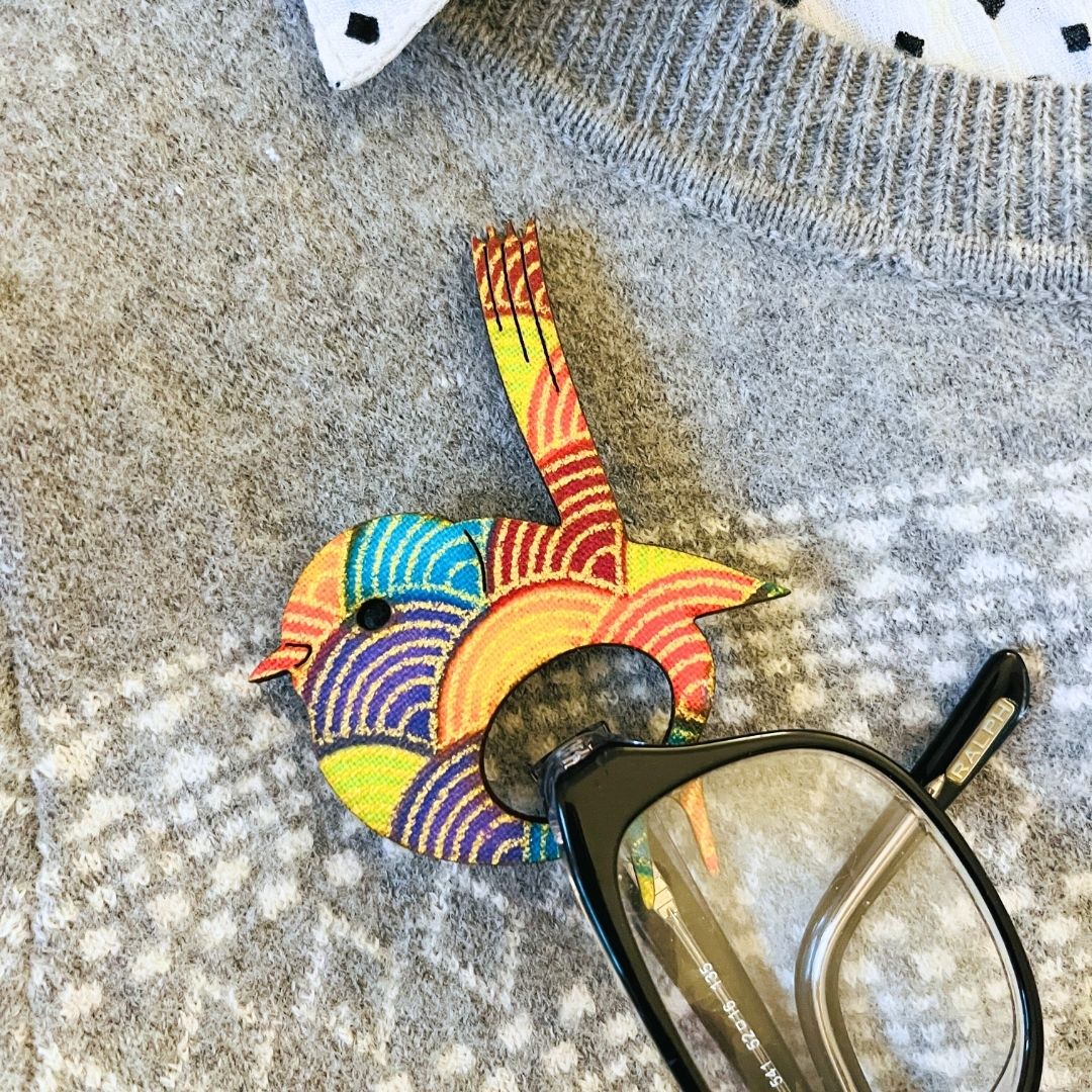 Black Friday Special - Blue Wren Glasses Brooch (Multicolored)