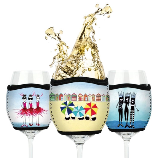 3 Pack Wine Glass Coolers - Bums, Feathers, 3 Queens