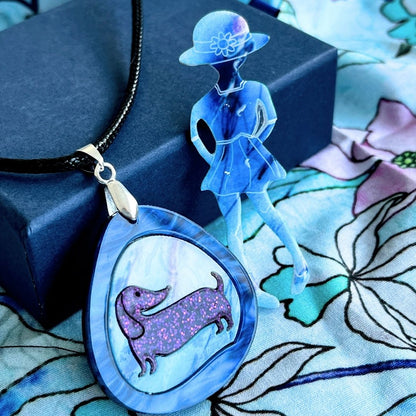 Blue 'Teardrop Dashie' Pendant (FREE Brooch)