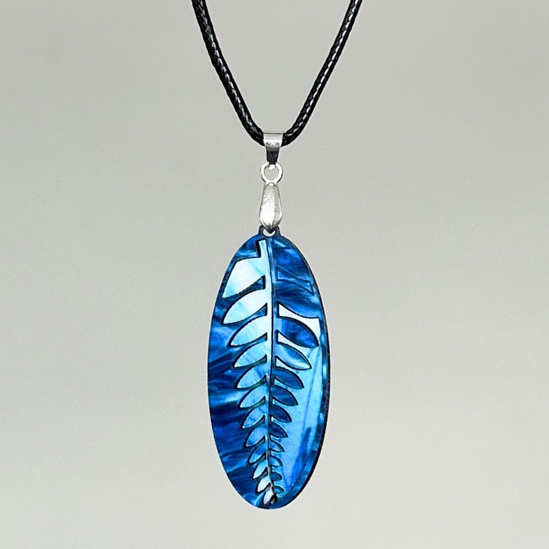 Blue 'Fern' Pendant (FREE Brooch)
