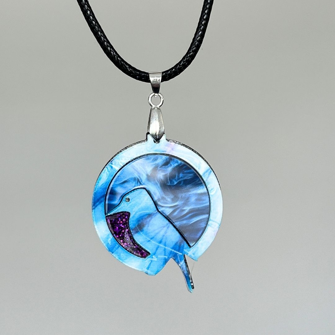 Blue 'Kooka' Pendant (FREE Brooch)