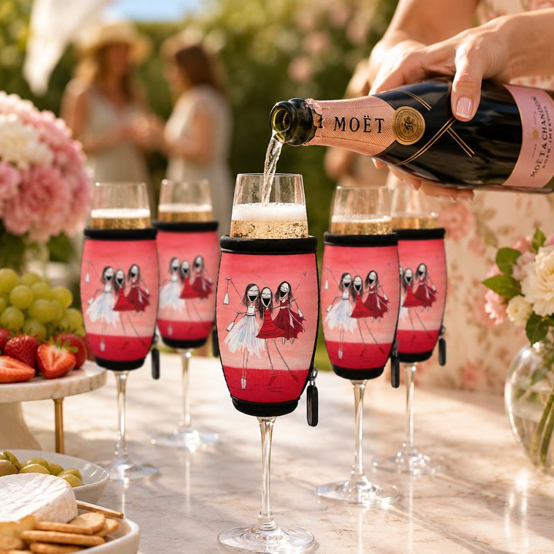 6 Pack Champagne Glass Coolers - Choose Your Designs