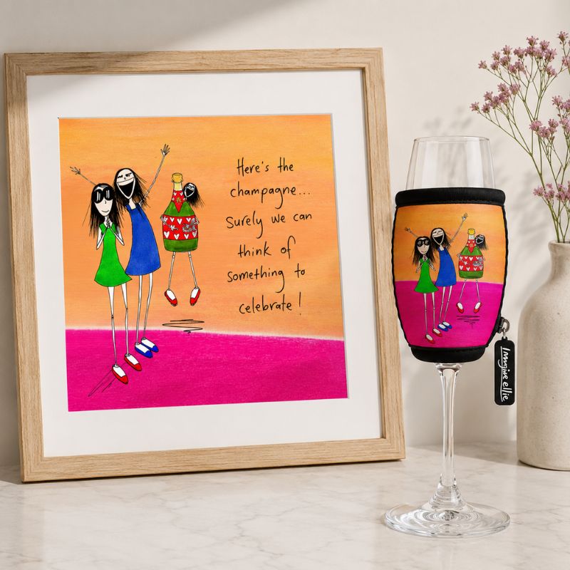 6 Pack Champagne Glass Coolers - Choose Your Designs