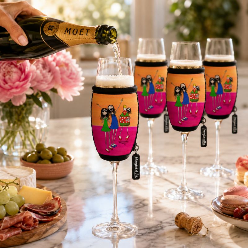 6 Pack Champagne Glass Coolers - Choose Your Designs