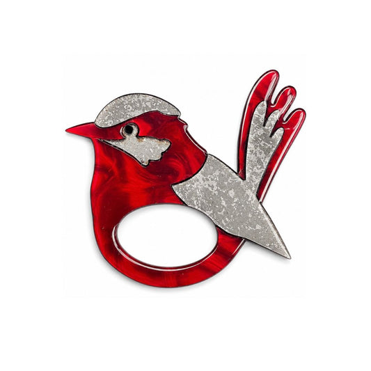 Red Wren - Dual Layer Glasses Brooch