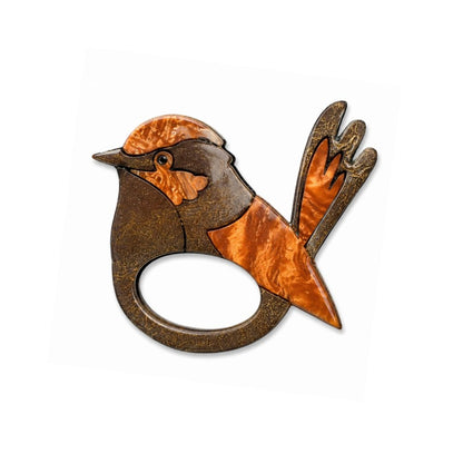 Bronze Wren - Dual Layer Glasses Brooch