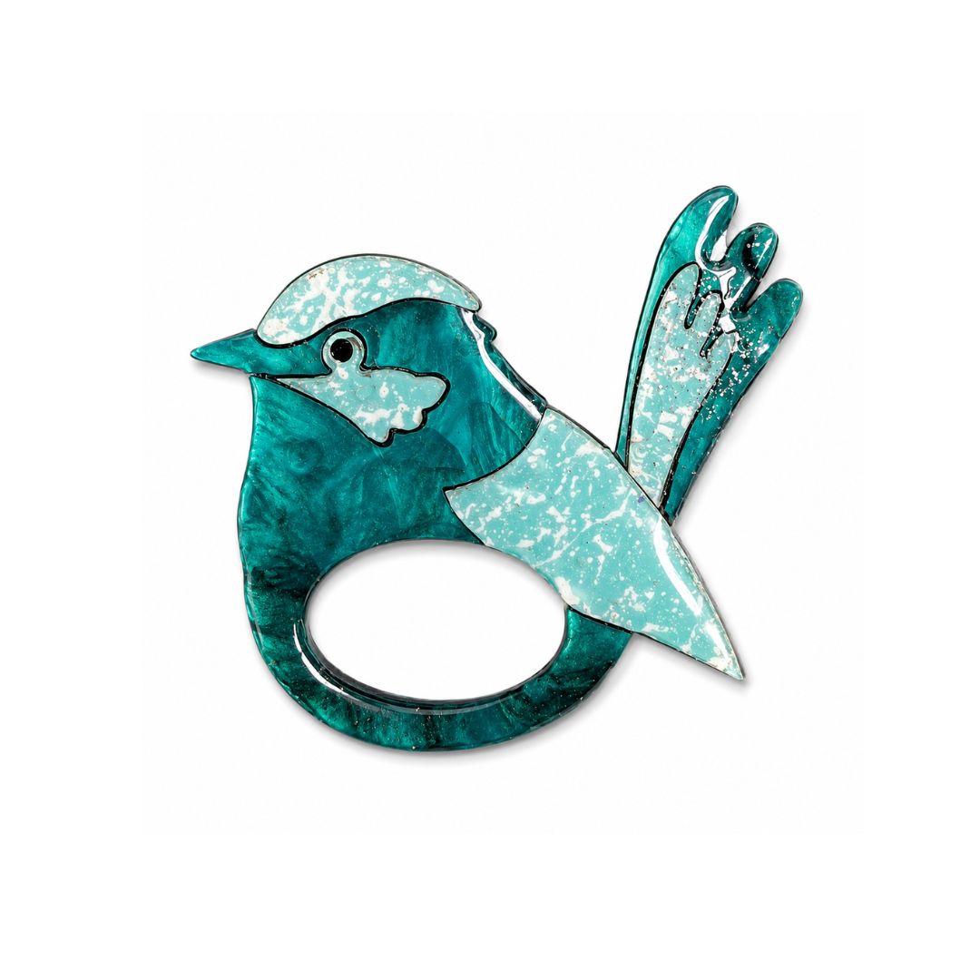 Turquoise Wren - Dual Layer Glasses Brooch