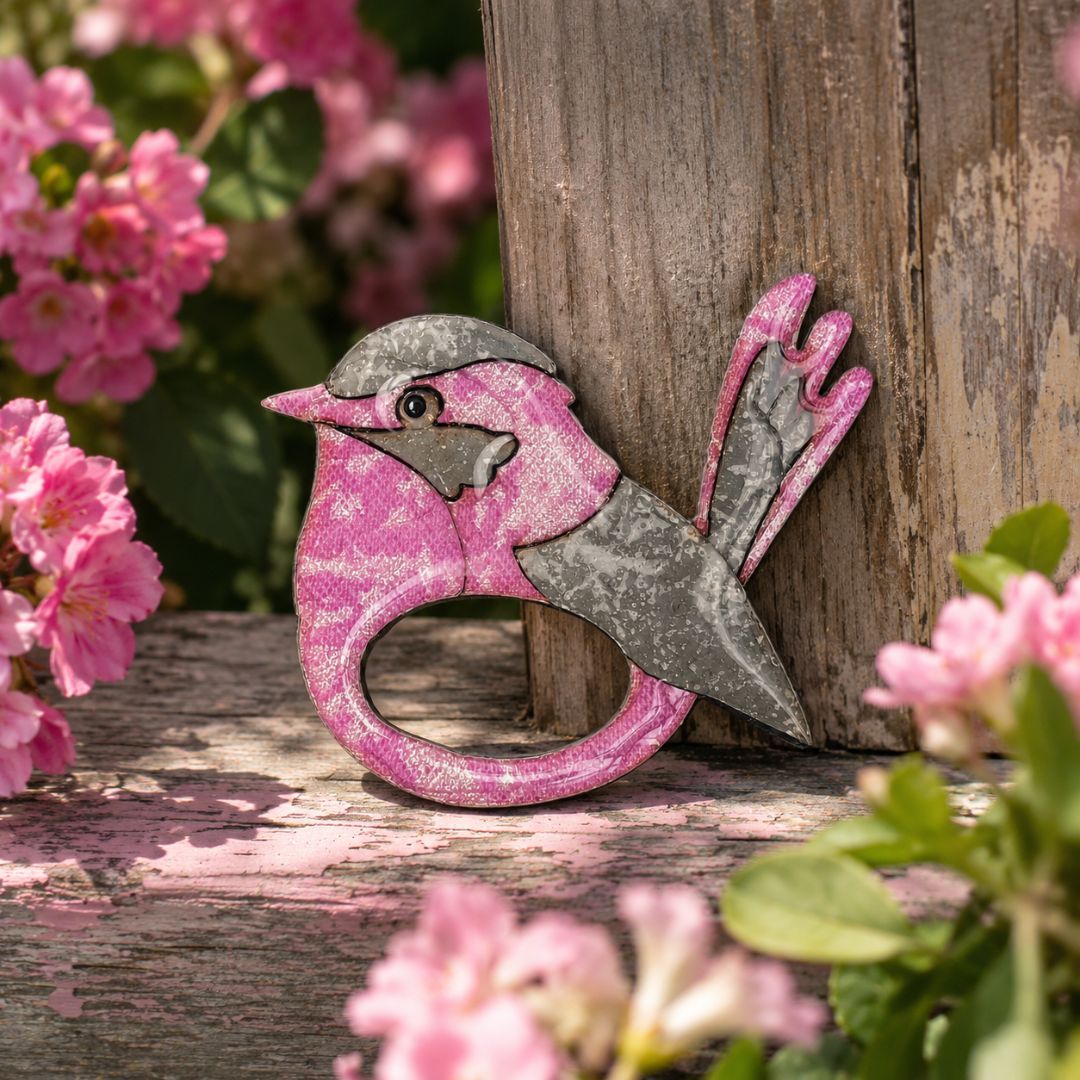 Pink Wren - Dual Layer Glasses Brooch