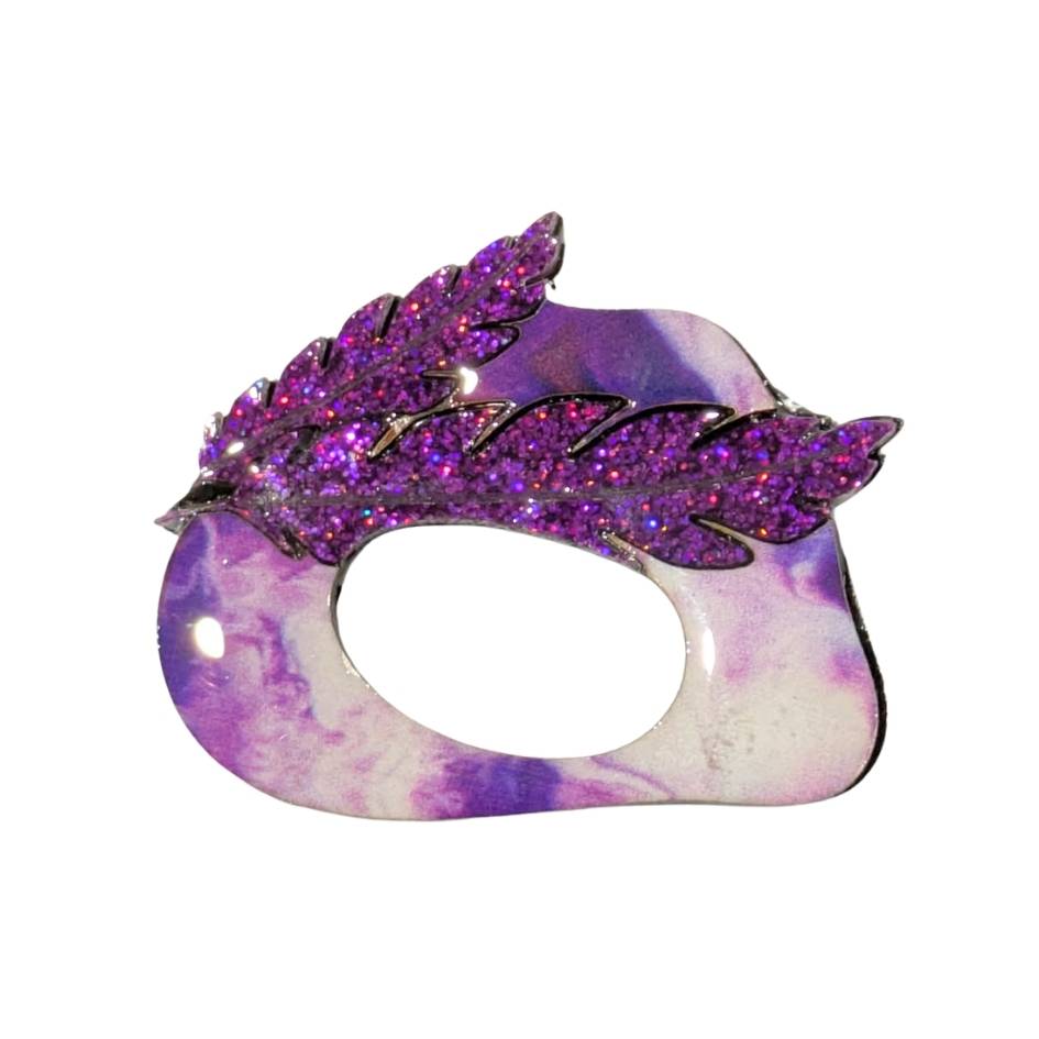 Purple Feathers - Dual Layer Glasses Brooch