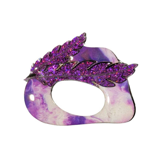 Purple Feathers - Dual Layer Glasses Brooch