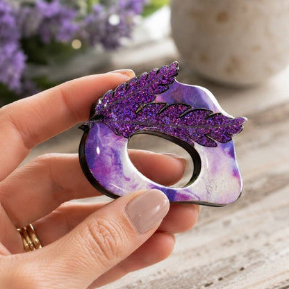 Purple Feathers - Dual Layer Glasses Brooch