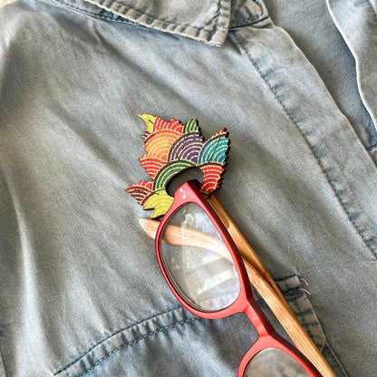 Autumn Leaf Glasses Brooch (4 Colors)