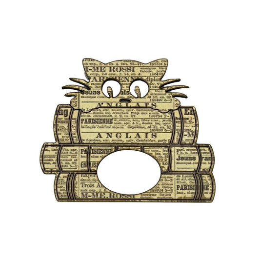 Cat on Books Glasses Brooch (5 Colors)