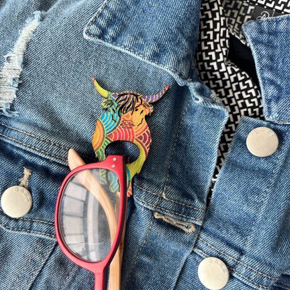 Highland Cow Glasses Brooch (8 Colors)