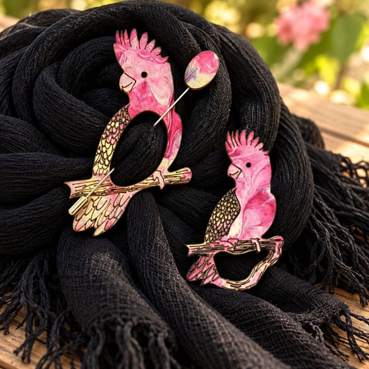 Pink Galah 2 Pack • Glasses Brooch & Scarf Pin