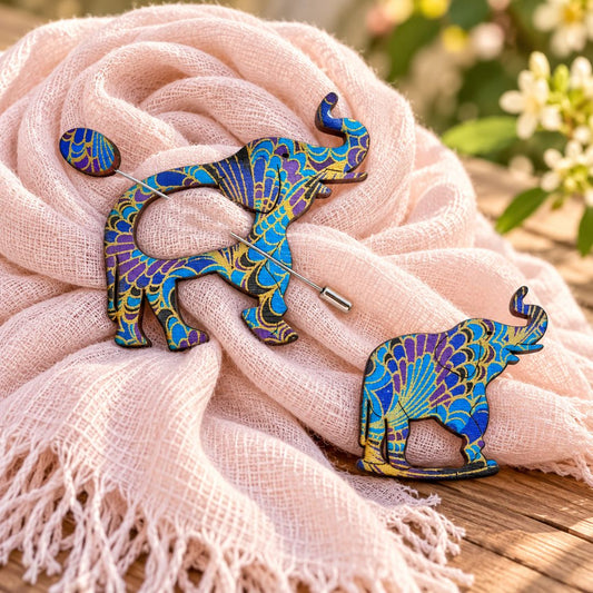 Elephant 2 Pack • Glasses Brooch & Scarf Pin