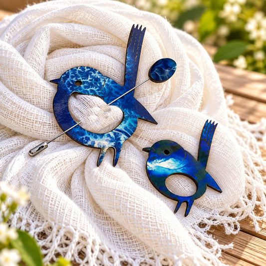 Blue Wren 2 Pack • Glasses Brooch & Scarf Pin
