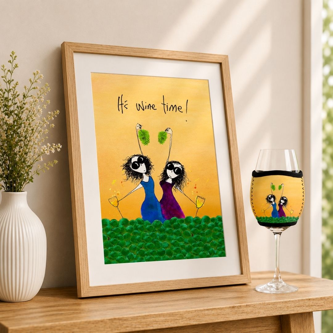 'It's wine time!' - Wine Glass Cooler