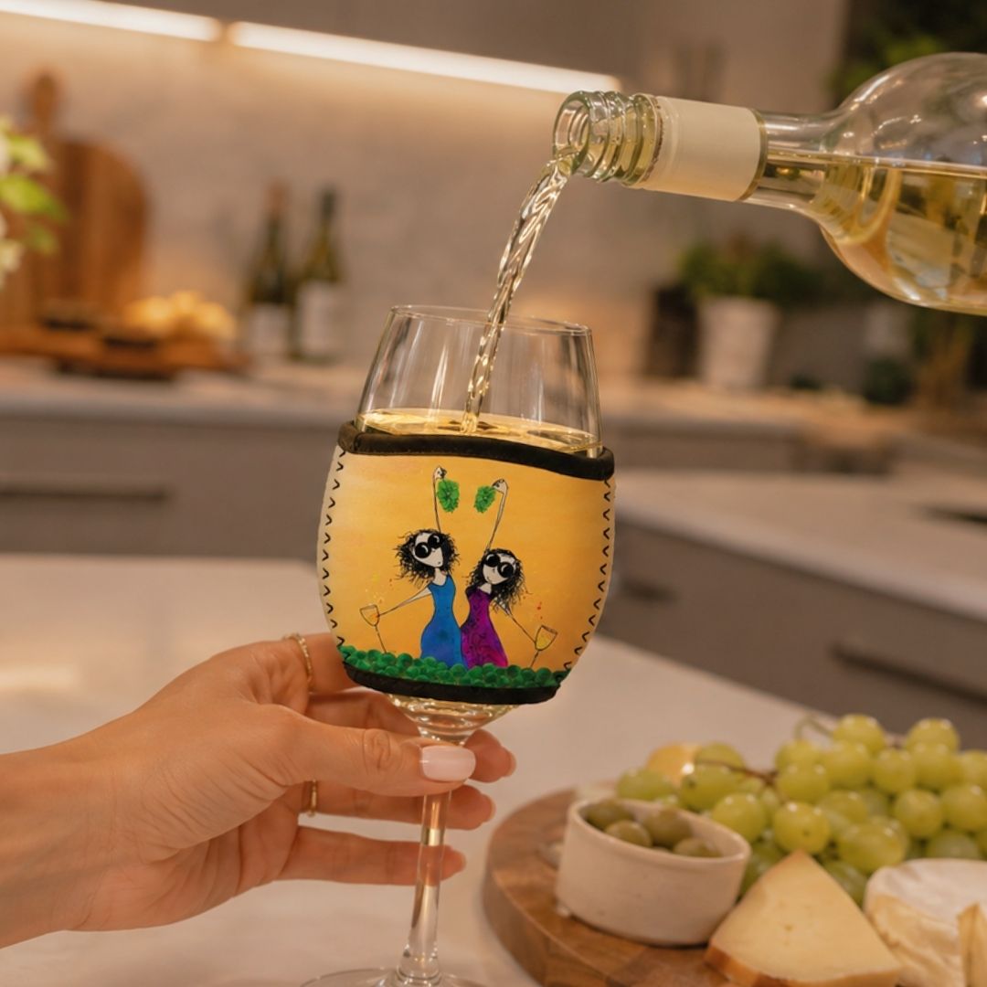 'It's wine time!' - Wine Glass Cooler