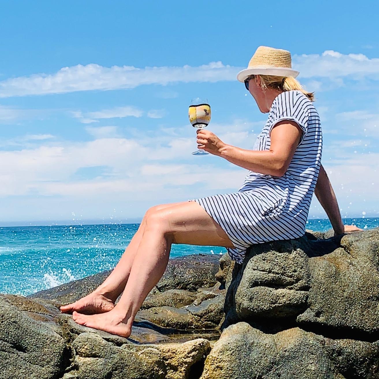 'To live happily one must occasionally show their undies' - Red Wine Glass Cooler