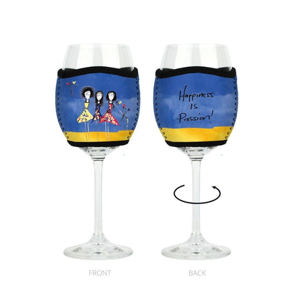 'Happiness is Passion' - Wine Glass Cooler