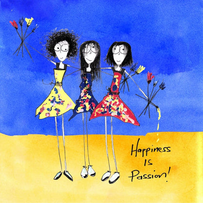'Happiness is Passion' - Wine Glass Cooler
