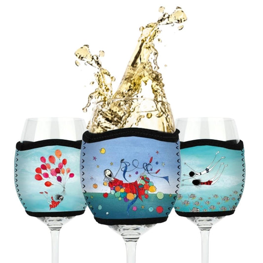 3 Pack Wine Glass Coolers - Happy Birthday, Love You & Swimming against the tide