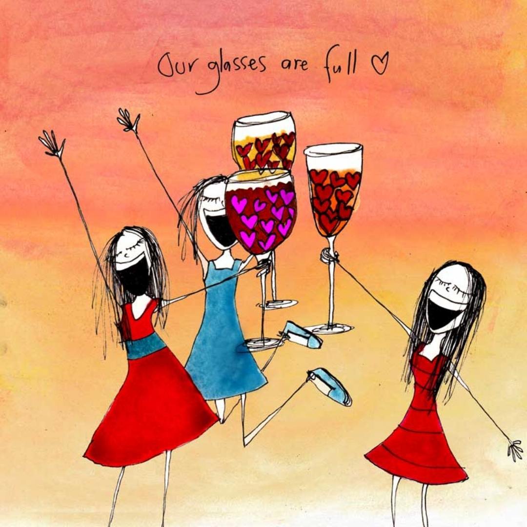 'Our glasses are full' - Wine Glass Cooler