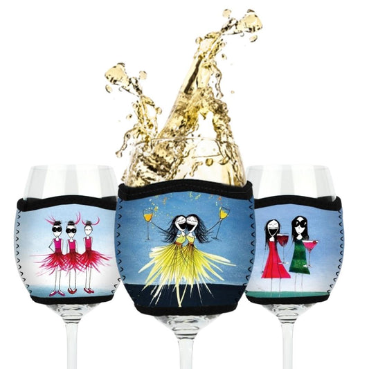 3 Pack Wine Glass Coolers - Pinot, Pick Your Drinks & Feathers