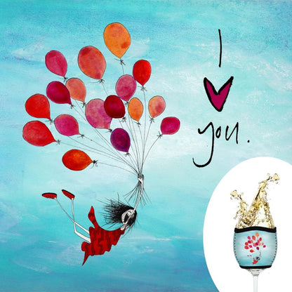 'I love you' - Wine Glass Cooler