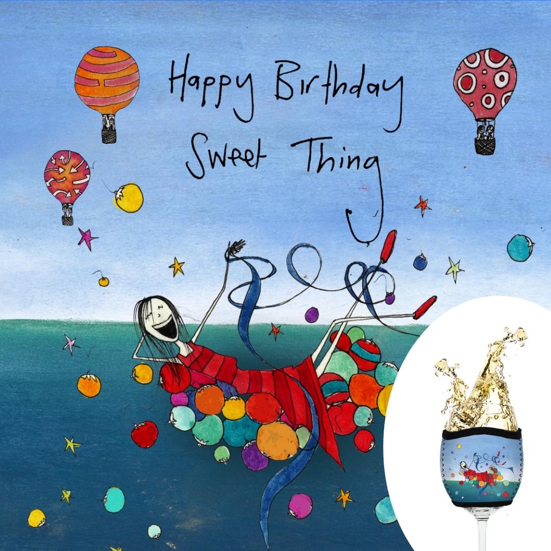 'Happy Birthday Sweet Thing'- Wine Glass Cooler