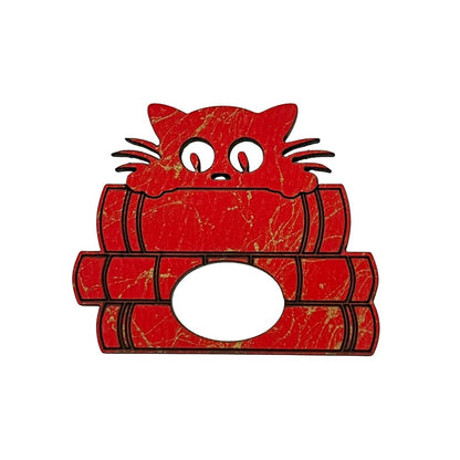 Cat on Books Glasses Brooch (5 Colors)