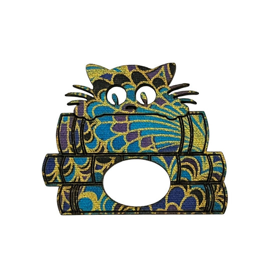 Cat on Books Glasses Brooch (5 Colors)