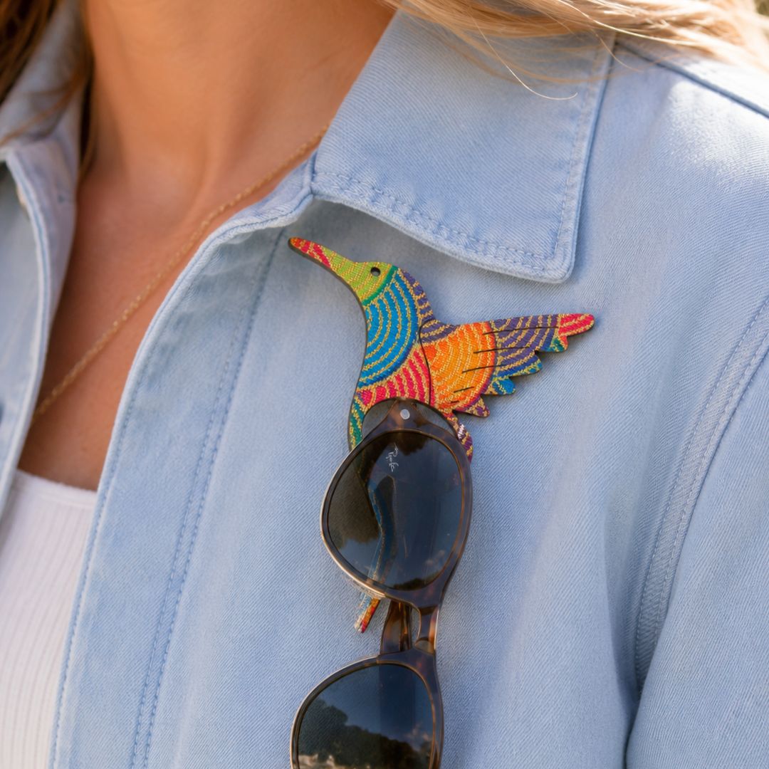 Hummingbird Glasses Brooch (6 Colors)