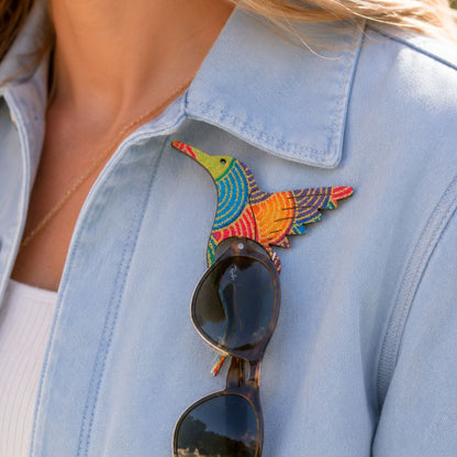 Hummingbird Glasses Brooch (6 Colors)