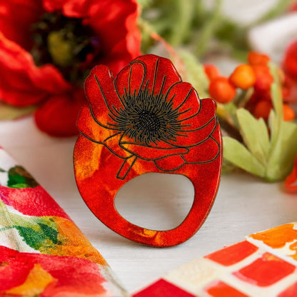 Red Poppy Glasses Brooch
