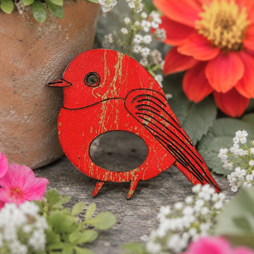 Red Robin Glasses Brooch