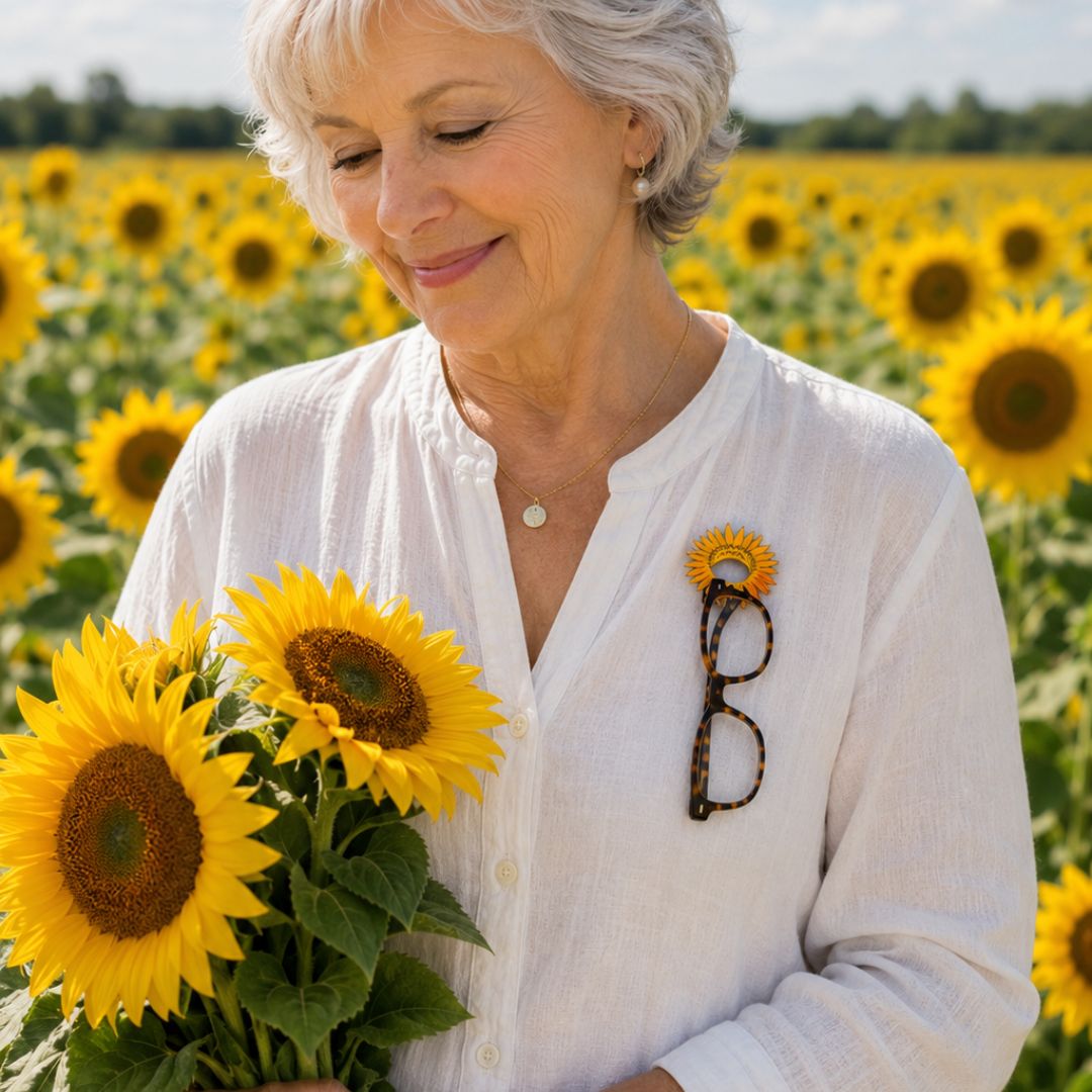 Sunflower Glasses Brooch