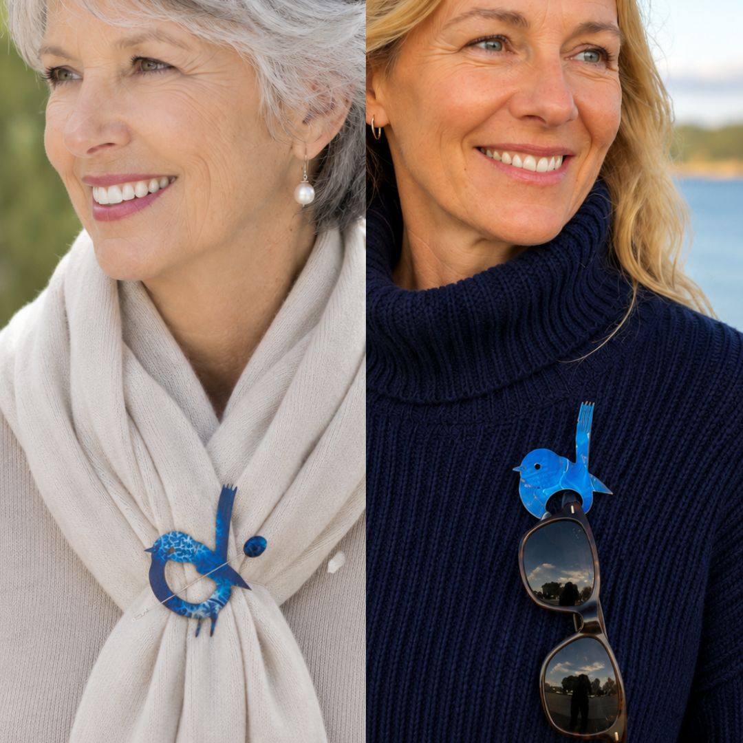 Blue Wren 2pk (Glasses Brooch & Scarf Pin)