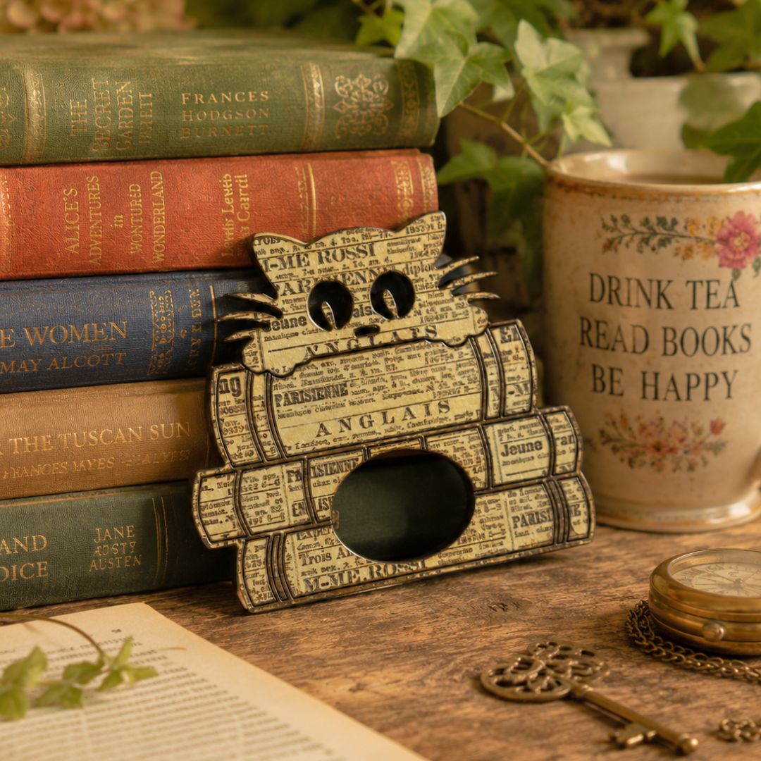 Cat on Books Glasses Brooch (5 Colors)