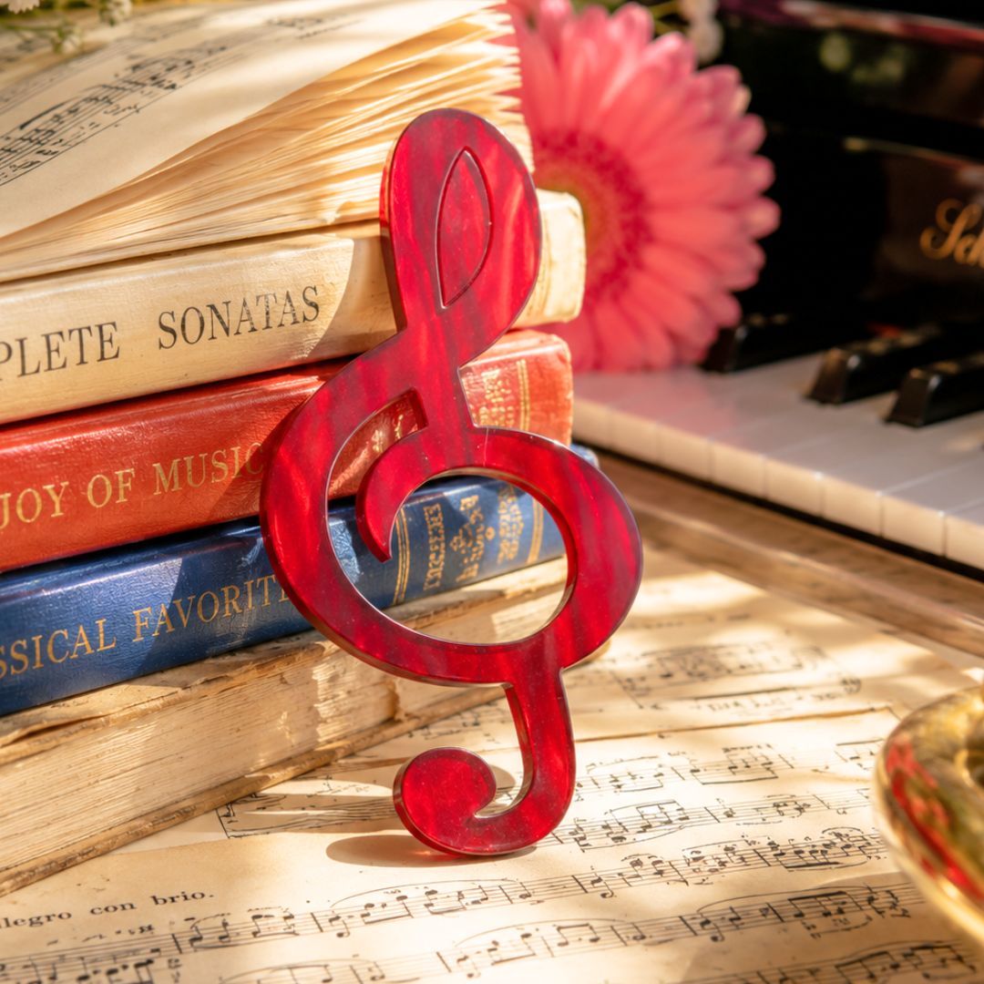 Treble Clef Glasses Brooch (5 Colors)