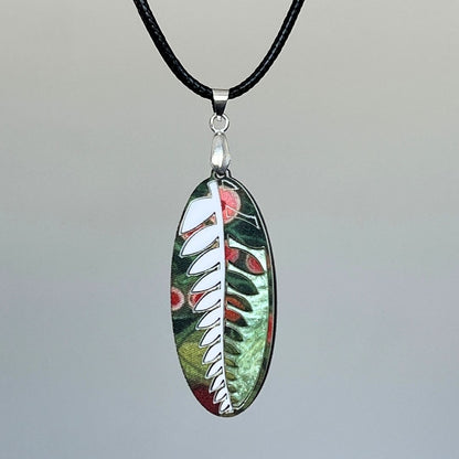 Green 'Fern' Pendant (FREE Brooch)