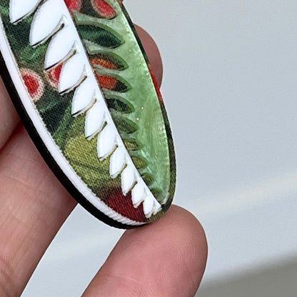 Green 'Fern' Pendant (FREE Brooch)