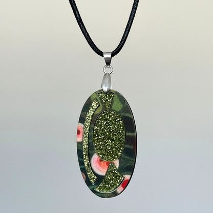 Green 'Ruby' Pendant (FREE Brooch)